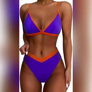 NWOT SUUKSESS Two Piece Triangle High Cut Bikini Swimsuit, Medium (8-10)